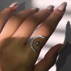 MAC035 Cubic Zirconia Moon and Star Open Band Ring Mariam's Collection