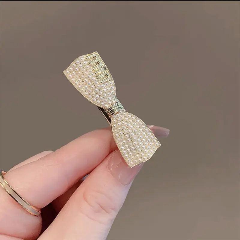 MAC037 Crystal Rhinestone Barrettes Butterfly Pearls Hair Clips Pins - SJB-DIAMOND ELITES