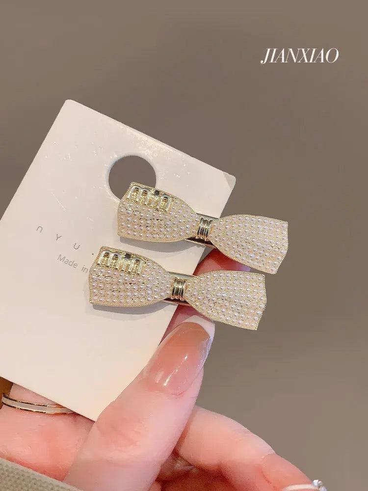 MAC037 Crystal Rhinestone Barrettes Butterfly Pearls Hair Clips Pins - SJB-DIAMOND ELITES