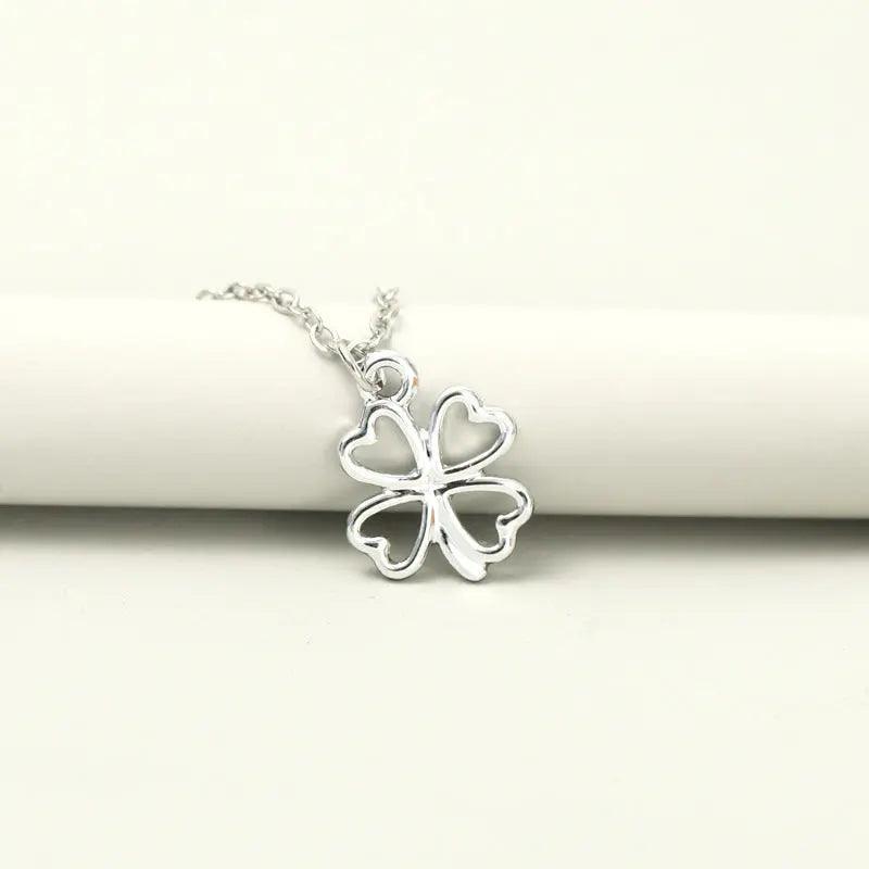 MAC041 Platinum plated Four Leaf Clover Pendant Necklace - SJB-DIAMOND ELITES