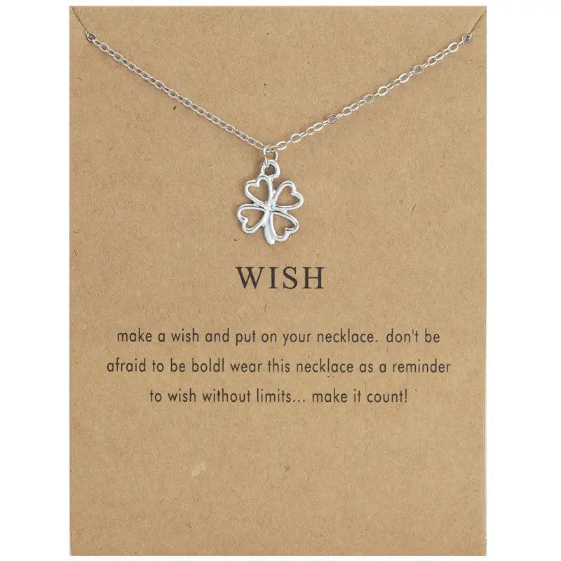 MAC041 Platinum plated Four Leaf Clover Pendant Necklace - SJB-DIAMOND ELITES