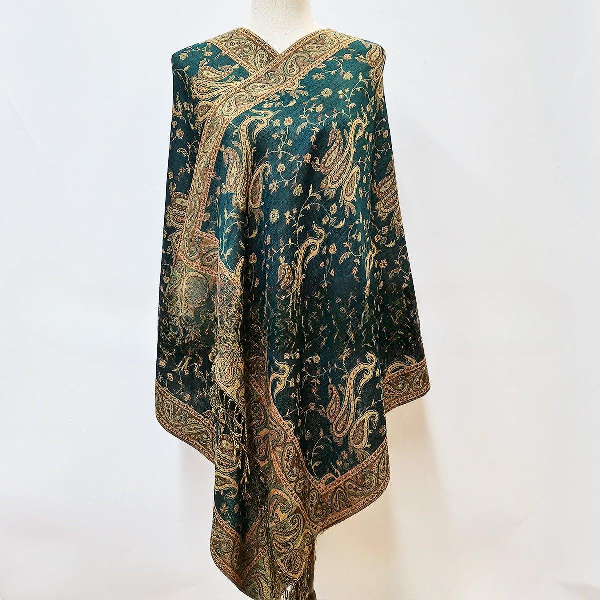 MAC044 Bohemian Style Multicolor Retro Jacquard Cashew Long Tassel Scarf - SJB-DIAMOND ELITES