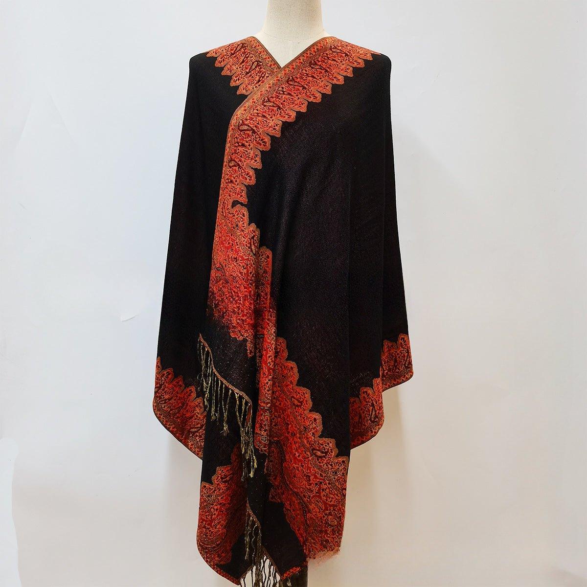 MAC044 Bohemian Style Multicolor Retro Jacquard Cashew Long Tassel Scarf - SJB-DIAMOND ELITES