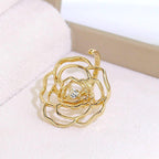 MAC046 Adjustable Hollow Camellia Diamond Ring - SJB-DIAMOND ELITES