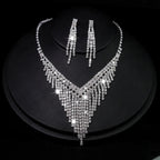 MAC047 Rhinestone Crystal angle Earring Fringe Chain Necklaces Sets - SJB-DIAMOND ELITES