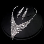 MAC047 Rhinestone Crystal angle Earring Fringe Chain Necklaces Sets - SJB-DIAMOND ELITES