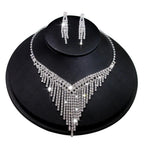 MAC047 Rhinestone Crystal angle Earring Fringe Chain Necklaces Sets - SJB-DIAMOND ELITES