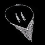 MAC047 Rhinestone Crystal angle Earring Fringe Chain Necklaces Sets - SJB-DIAMOND ELITES