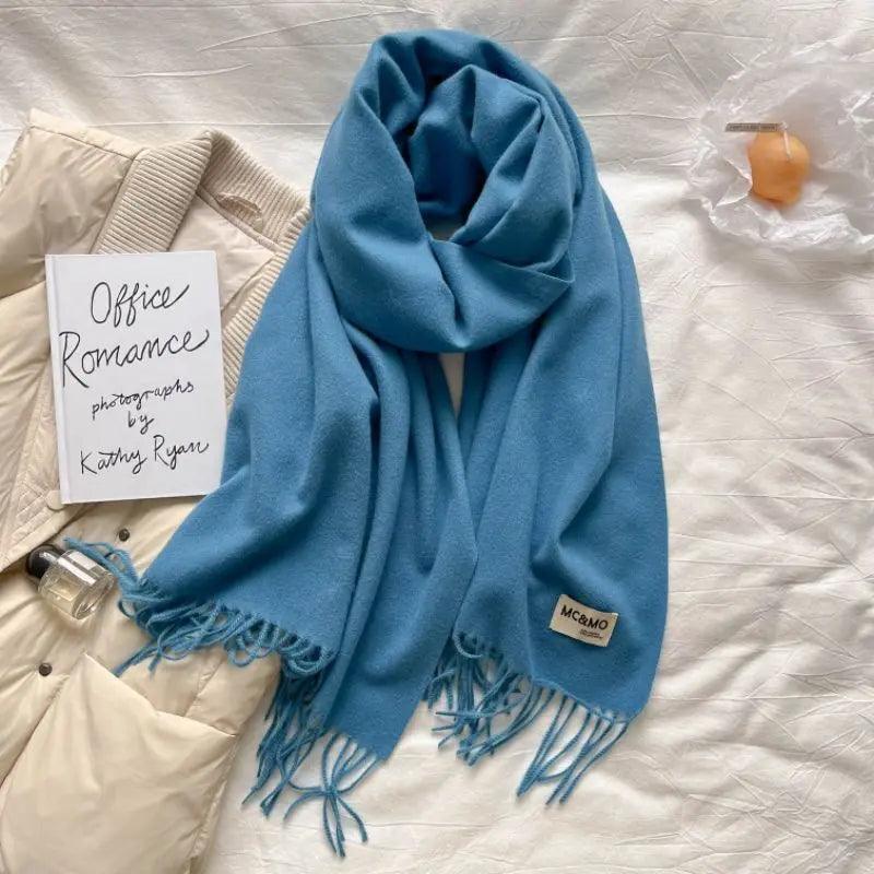 MAC049 Imitation Cashmere Solid Color Basic Tassel Scarf - SJB-DIAMOND ELITES