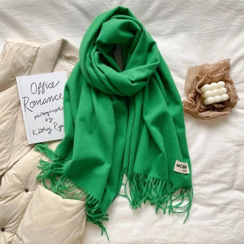 MAC049 Imitation Cashmere Solid Color Basic Tassel Scarf - SJB-DIAMOND ELITES