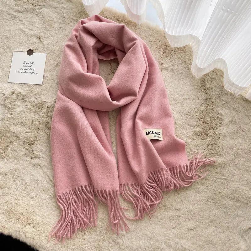 MAC049 Imitation Cashmere Solid Color Basic Tassel Scarf - SJB-DIAMOND ELITES