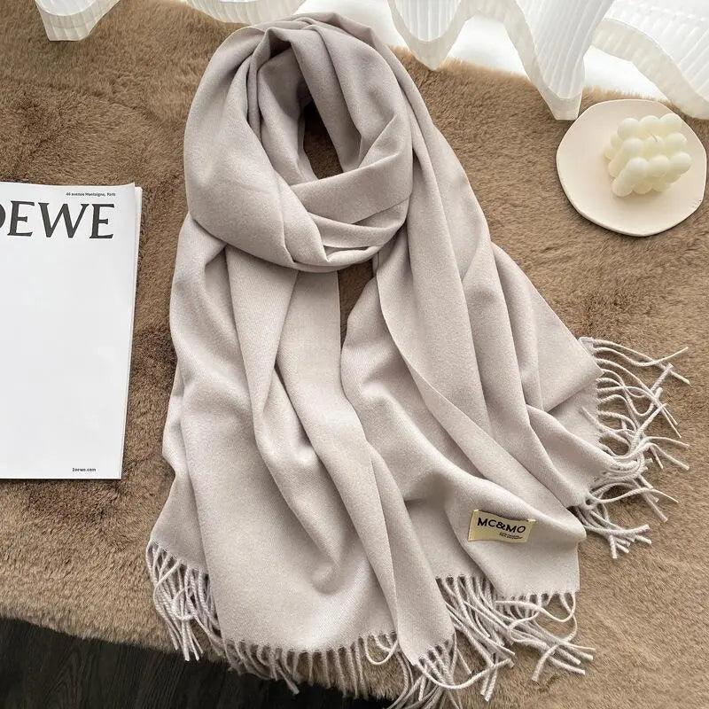 MAC049 Imitation Cashmere Solid Color Basic Tassel Scarf - SJB-DIAMOND ELITES