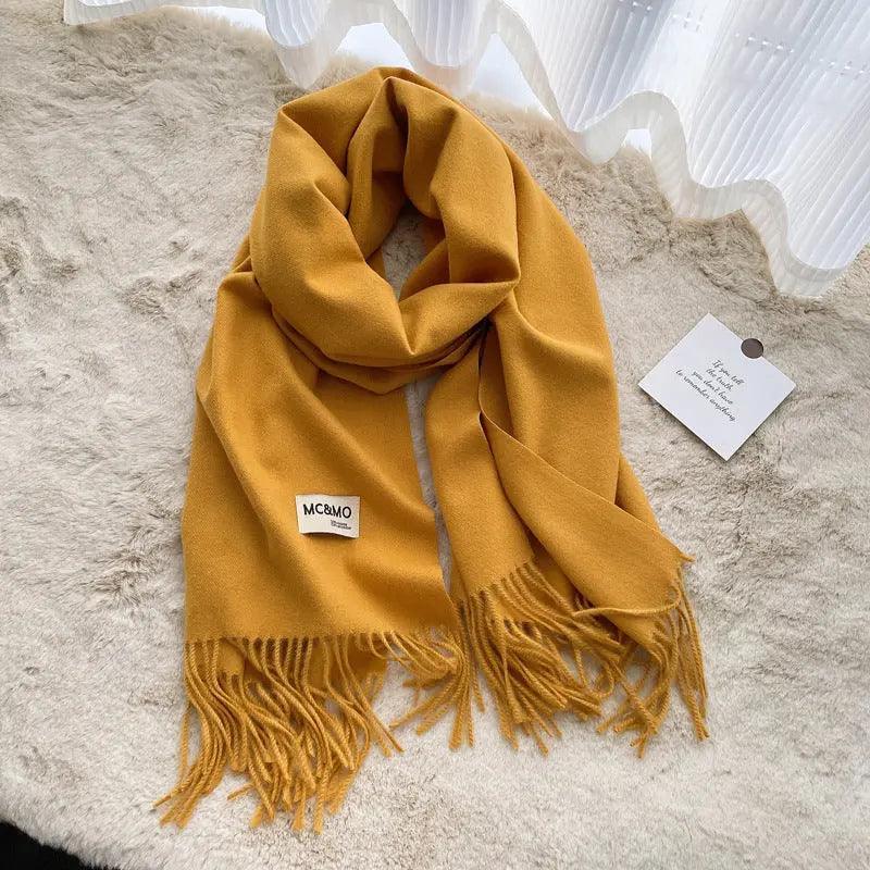 MAC049 Imitation Cashmere Solid Color Basic Tassel Scarf - SJB-DIAMOND ELITES