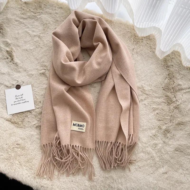 MAC049 Imitation Cashmere Solid Color Basic Tassel Scarf - SJB-DIAMOND ELITES