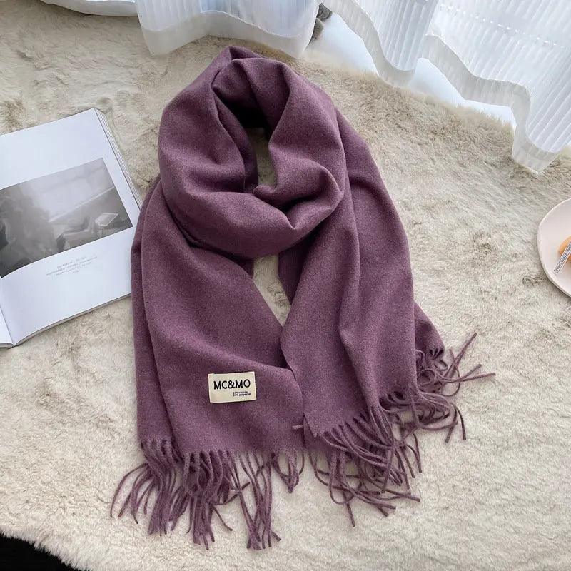 MAC049 Imitation Cashmere Solid Color Basic Tassel Scarf - SJB-DIAMOND ELITES