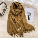 MAC049 Imitation Cashmere Solid Color Basic Tassel Scarf - SJB-DIAMOND ELITES