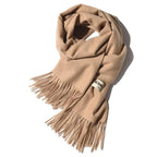 MAC049 Imitation Cashmere Solid Color Basic Tassel Scarf - SJB-DIAMOND ELITES