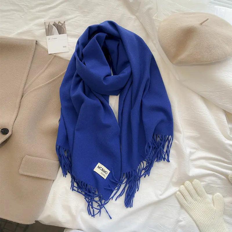 MAC049 Imitation Cashmere Solid Color Basic Tassel Scarf - SJB-DIAMOND ELITES