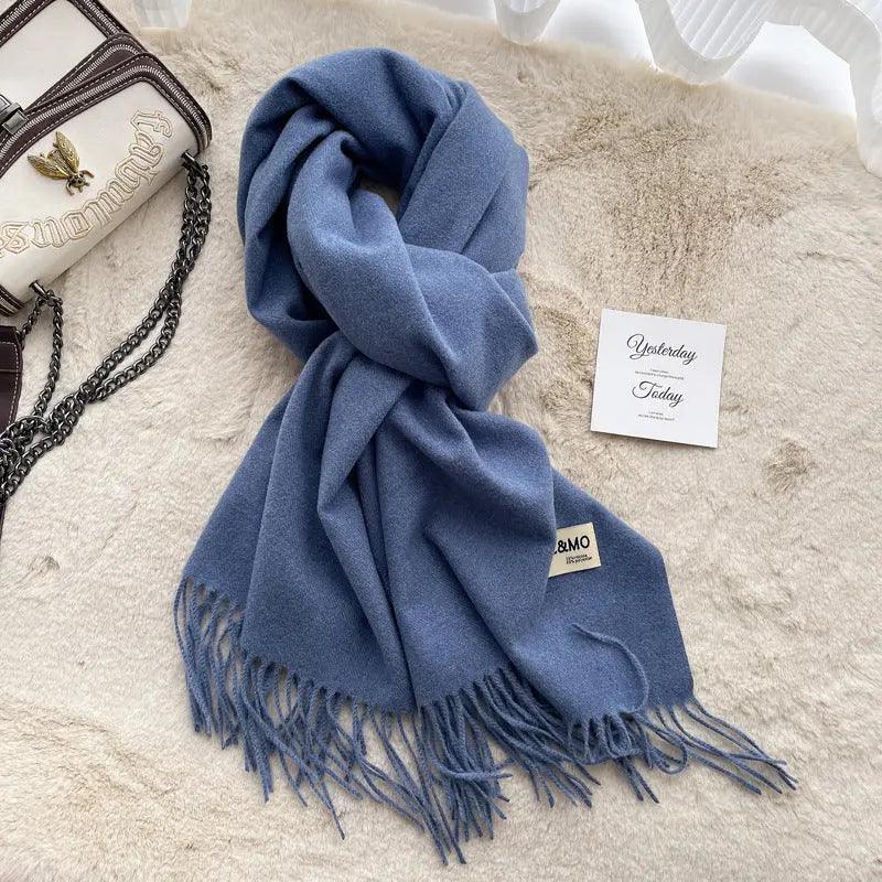 MAC049 Imitation Cashmere Solid Color Basic Tassel Scarf - SJB-DIAMOND ELITES