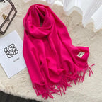 MAC049 Imitation Cashmere Solid Color Basic Tassel Scarf - SJB-DIAMOND ELITES