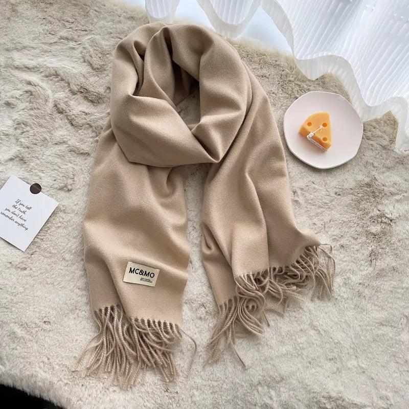 MAC049 Imitation Cashmere Solid Color Basic Tassel Scarf - SJB-DIAMOND ELITES