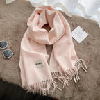 MAC049 Imitation Cashmere Solid Color Basic Tassel Scarf - SJB-DIAMOND ELITES