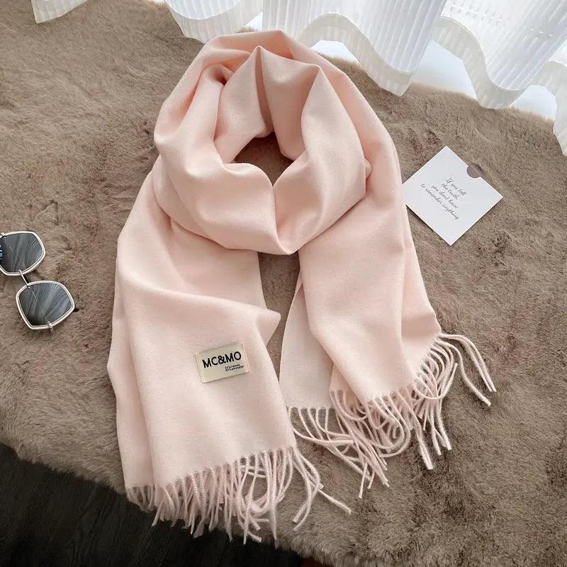 MAC049 Imitation Cashmere Solid Color Basic Tassel Scarf - SJB-DIAMOND ELITES