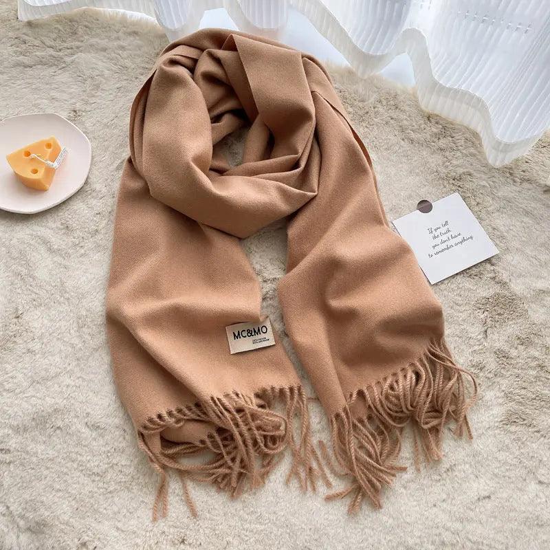 MAC049 Imitation Cashmere Solid Color Basic Tassel Scarf - SJB-DIAMOND ELITES
