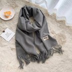 MAC049 Imitation Cashmere Solid Color Basic Tassel Scarf - SJB-DIAMOND ELITES