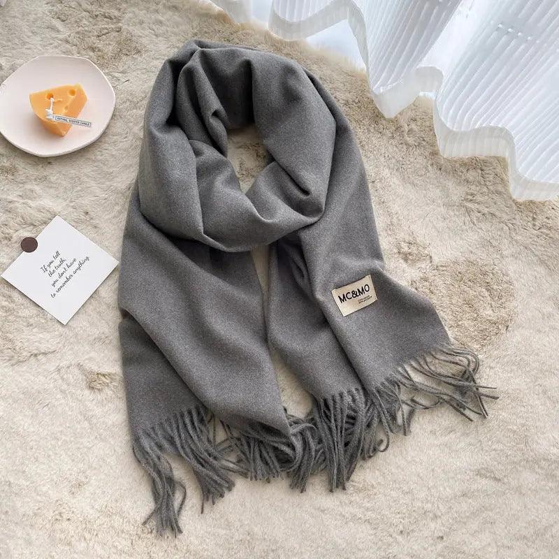 MAC049 Imitation Cashmere Solid Color Basic Tassel Scarf - SJB-DIAMOND ELITES