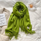 MAC049 Imitation Cashmere Solid Color Basic Tassel Scarf - SJB-DIAMOND ELITES