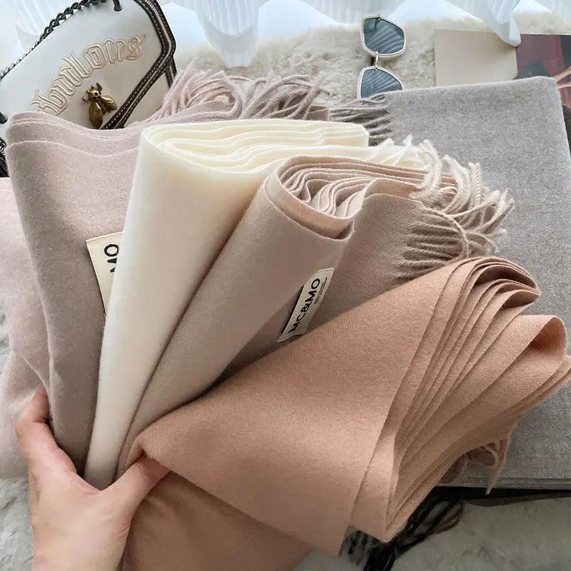 MAC049 Imitation Cashmere Solid Color Basic Tassel Scarf - SJB-DIAMOND ELITES