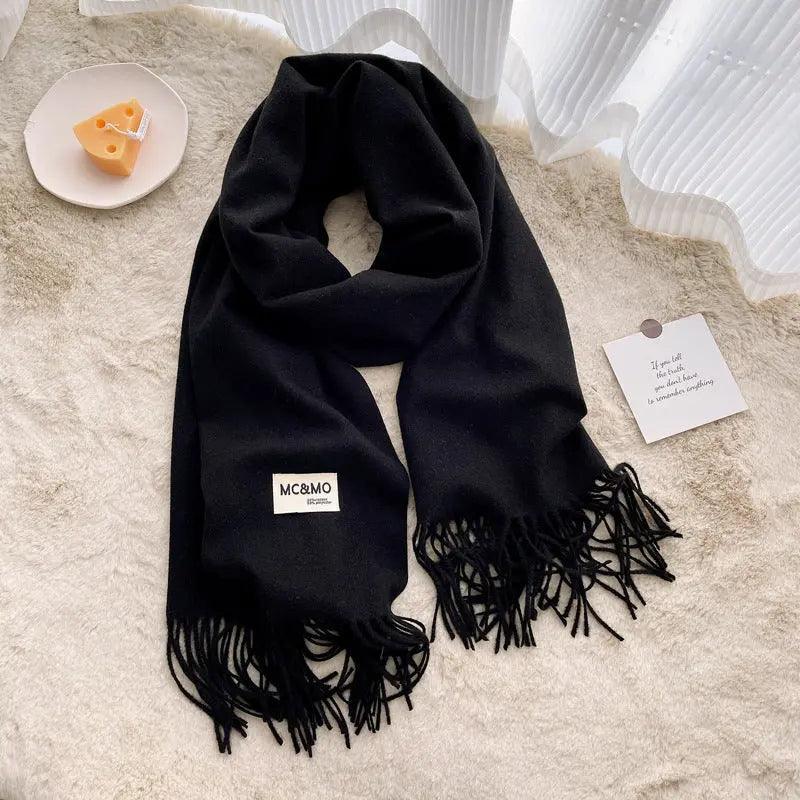 MAC049 Imitation Cashmere Solid Color Basic Tassel Scarf - SJB-DIAMOND ELITES