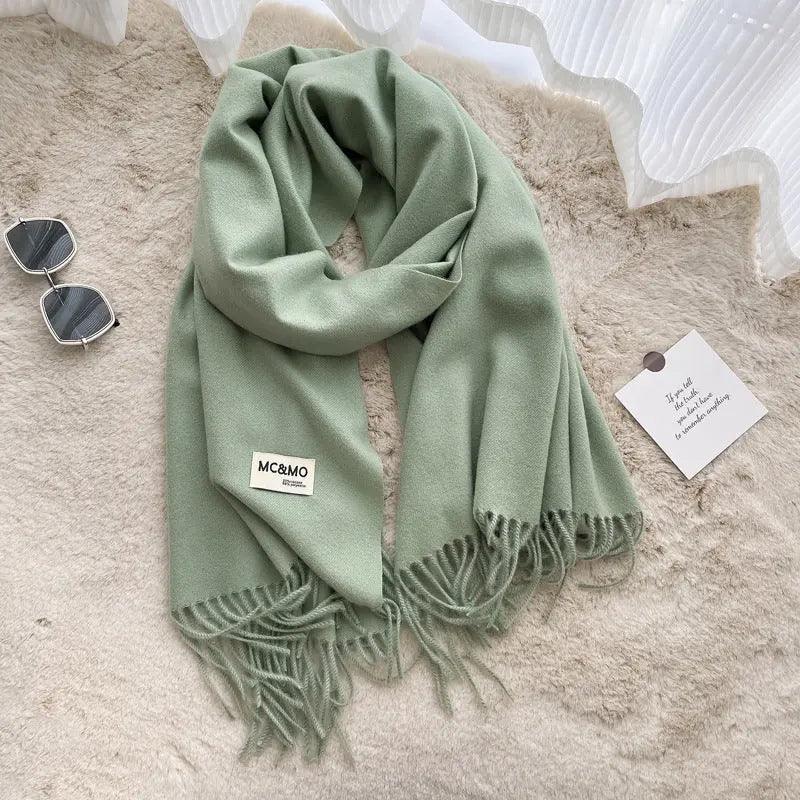 MAC049 Imitation Cashmere Solid Color Basic Tassel Scarf - SJB-DIAMOND ELITES