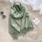MAC049 Imitation Cashmere Solid Color Basic Tassel Scarf - SJB-DIAMOND ELITES