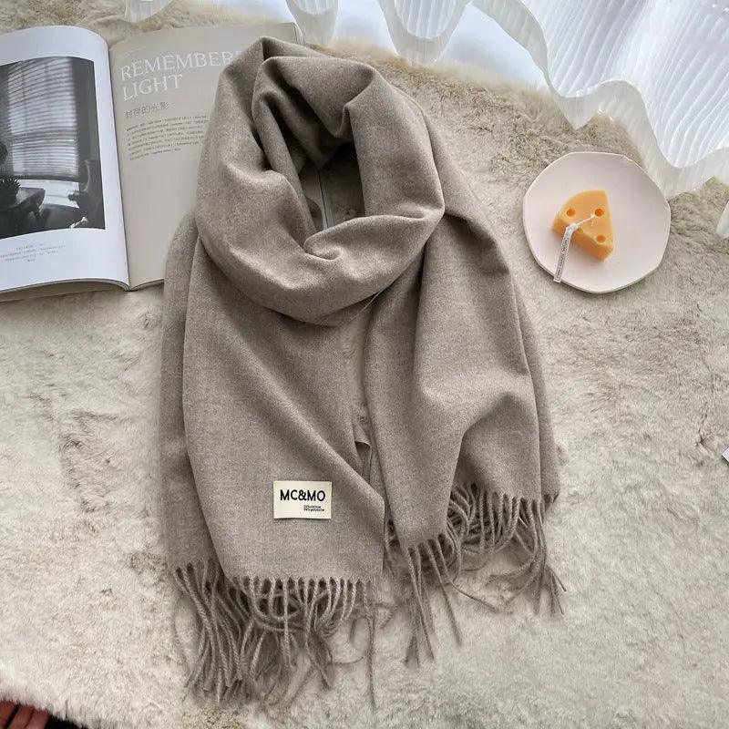 MAC049 Imitation Cashmere Solid Color Basic Tassel Scarf - SJB-DIAMOND ELITES