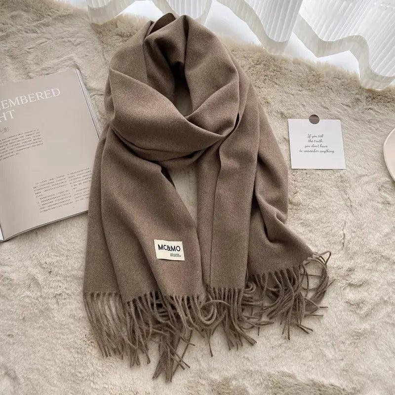 MAC049 Imitation Cashmere Solid Color Basic Tassel Scarf - SJB-DIAMOND ELITES