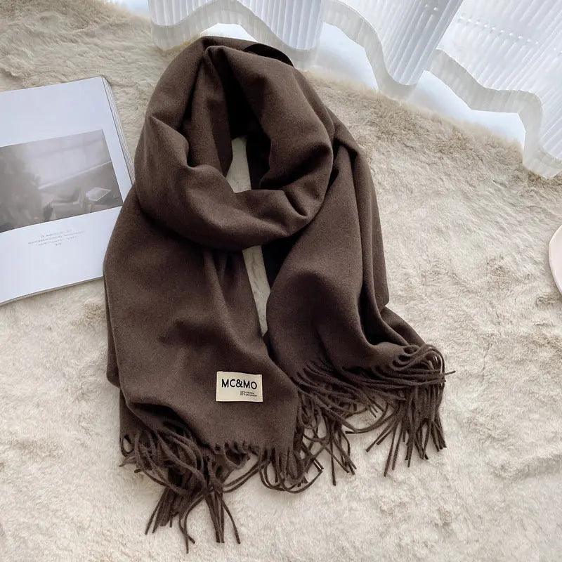 MAC049 Imitation Cashmere Solid Color Basic Tassel Scarf - SJB-DIAMOND ELITES
