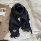 MAC049 Imitation Cashmere Solid Color Basic Tassel Scarf - SJB-DIAMOND ELITES