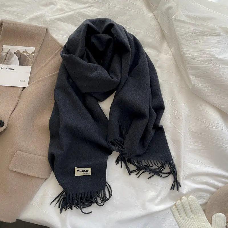 MAC049 Imitation Cashmere Solid Color Basic Tassel Scarf - SJB-DIAMOND ELITES
