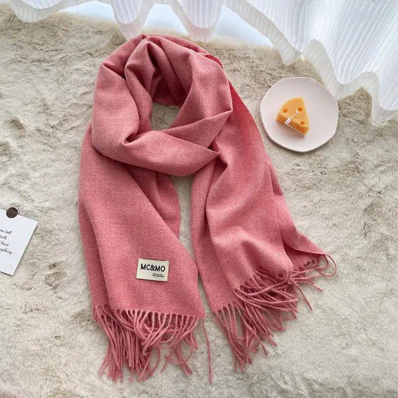 MAC049 Imitation Cashmere Solid Color Basic Tassel Scarf - SJB-DIAMOND ELITES