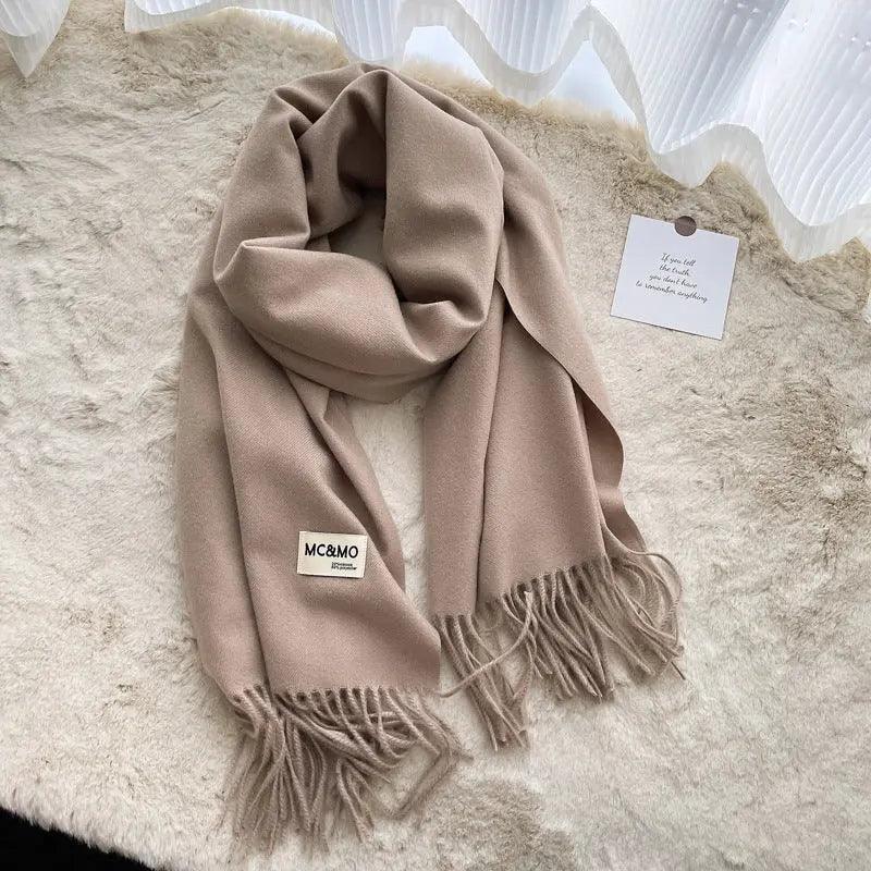MAC049 Imitation Cashmere Solid Color Basic Tassel Scarf - SJB-DIAMOND ELITES