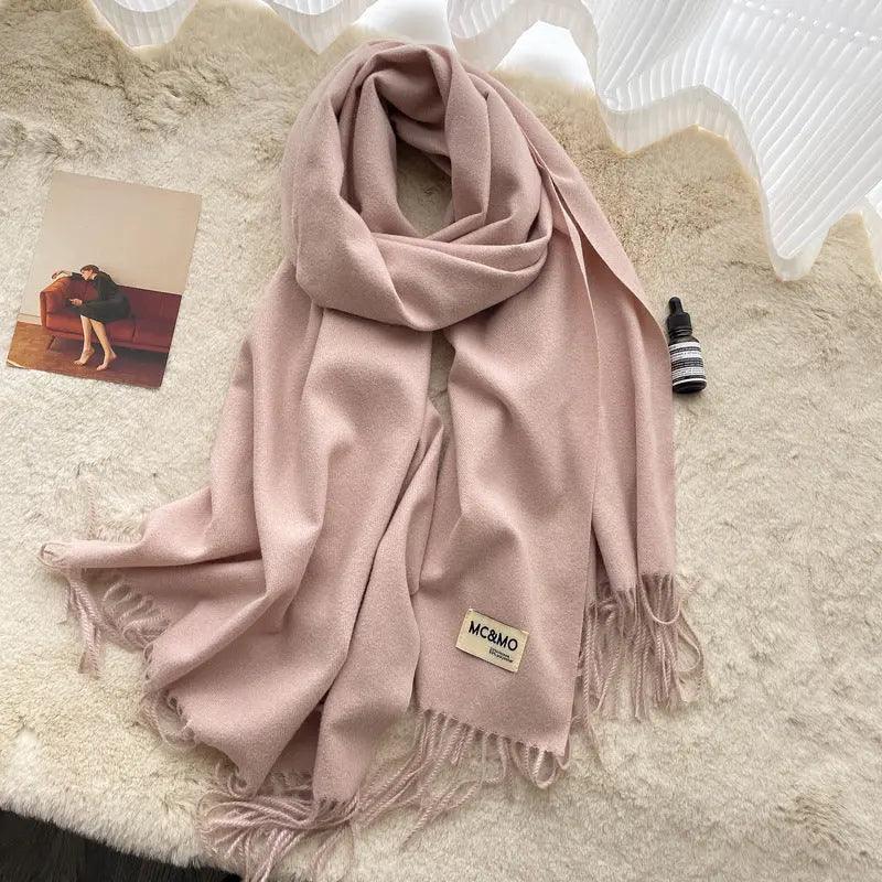 MAC049 Imitation Cashmere Solid Color Basic Tassel Scarf - SJB-DIAMOND ELITES