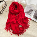 MAC049 Imitation Cashmere Solid Color Basic Tassel Scarf - SJB-DIAMOND ELITES