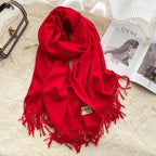 MAC049 Imitation Cashmere Solid Color Basic Tassel Scarf - SJB-DIAMOND ELITES