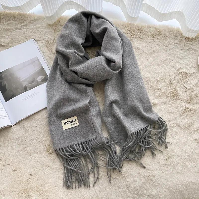 MAC049 Imitation Cashmere Solid Color Basic Tassel Scarf - SJB-DIAMOND ELITES