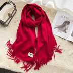 MAC049 Imitation Cashmere Solid Color Basic Tassel Scarf - SJB-DIAMOND ELITES