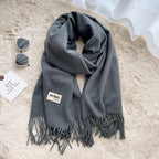 MAC049 Imitation Cashmere Solid Color Basic Tassel Scarf - SJB-DIAMOND ELITES