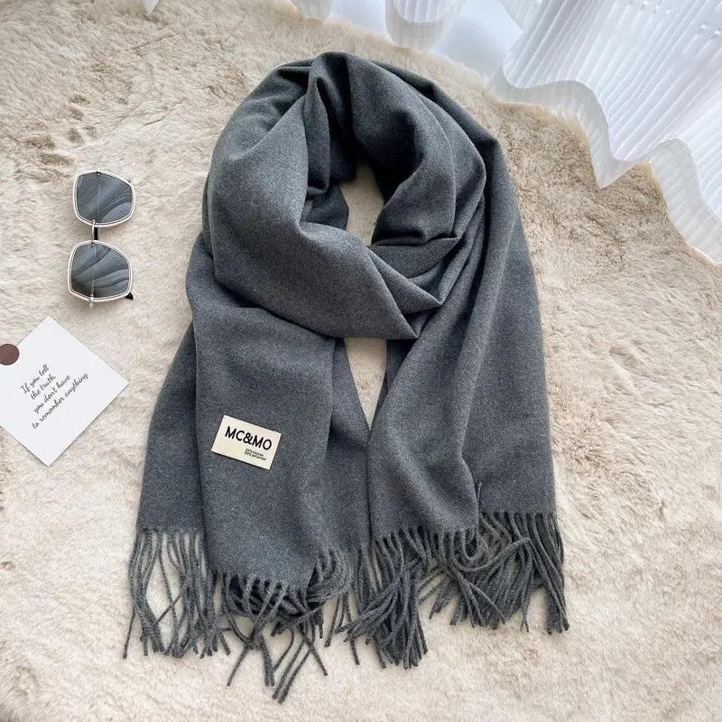 MAC049 Imitation Cashmere Solid Color Basic Tassel Scarf - SJB-DIAMOND ELITES