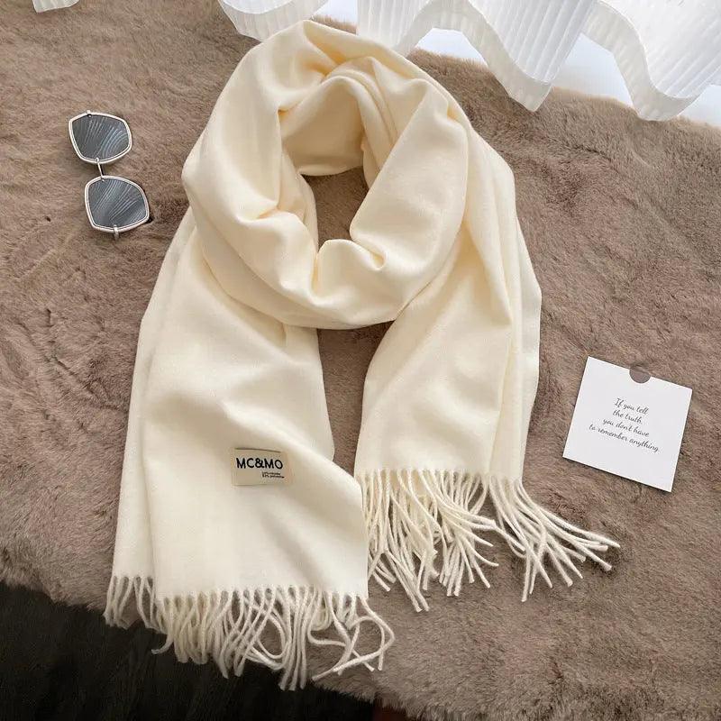 MAC049 Imitation Cashmere Solid Color Basic Tassel Scarf - SJB-DIAMOND ELITES